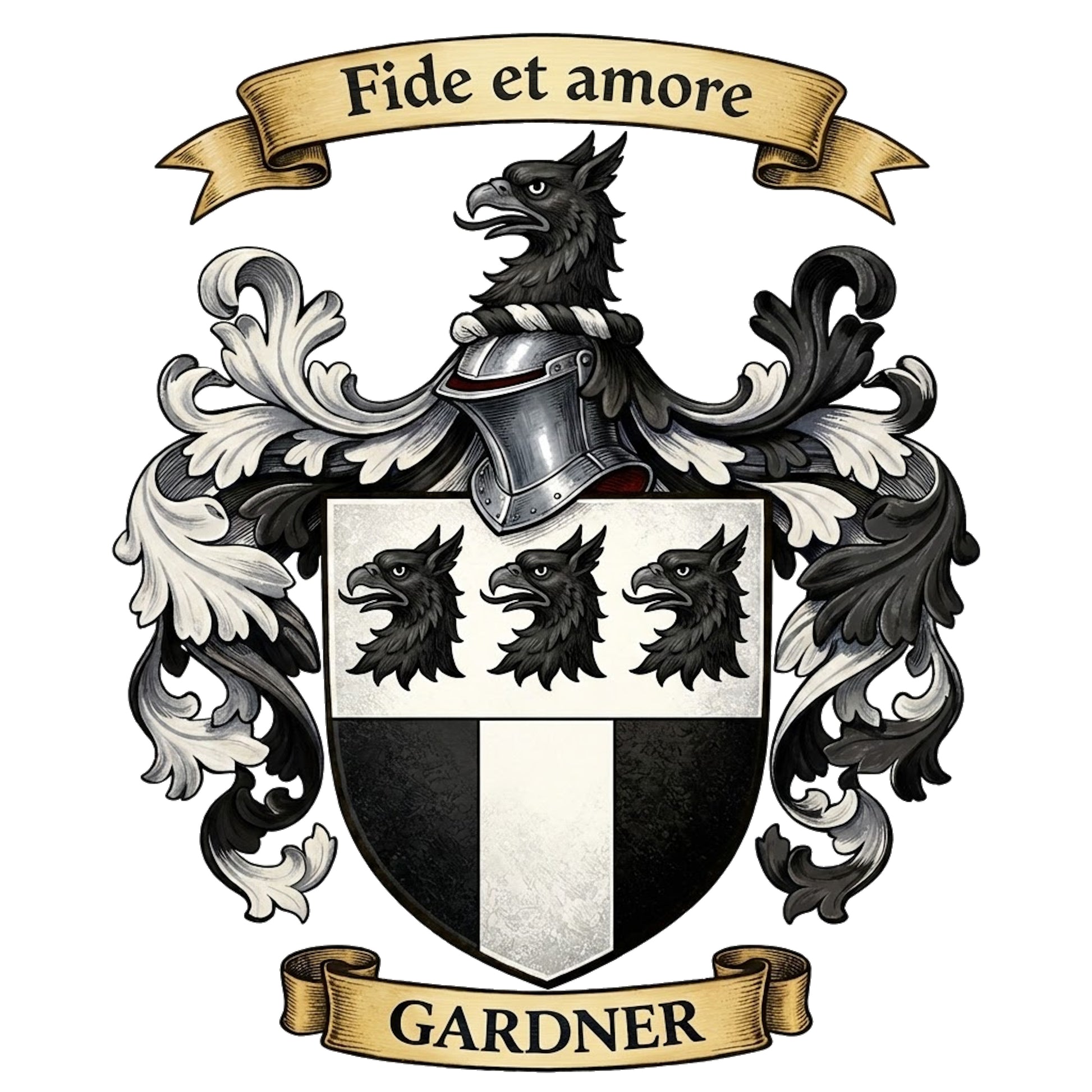 The Gardner Family Coat of Arms digital download: Includes Color PNG, B&W PNG, and SVG vector files