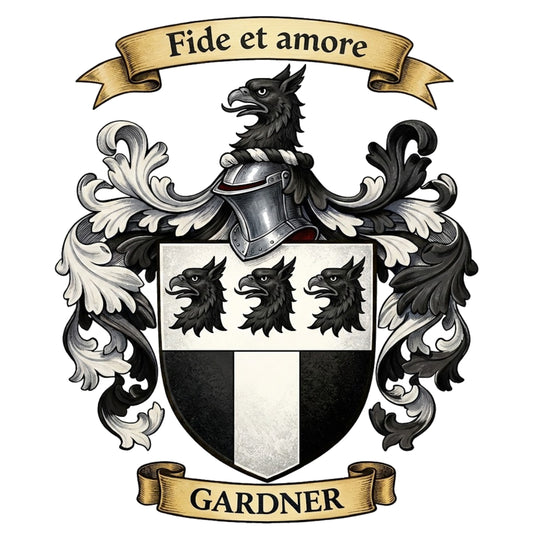 The Gardner Family Coat of Arms digital download: Includes Color PNG, B&W PNG, and SVG vector files