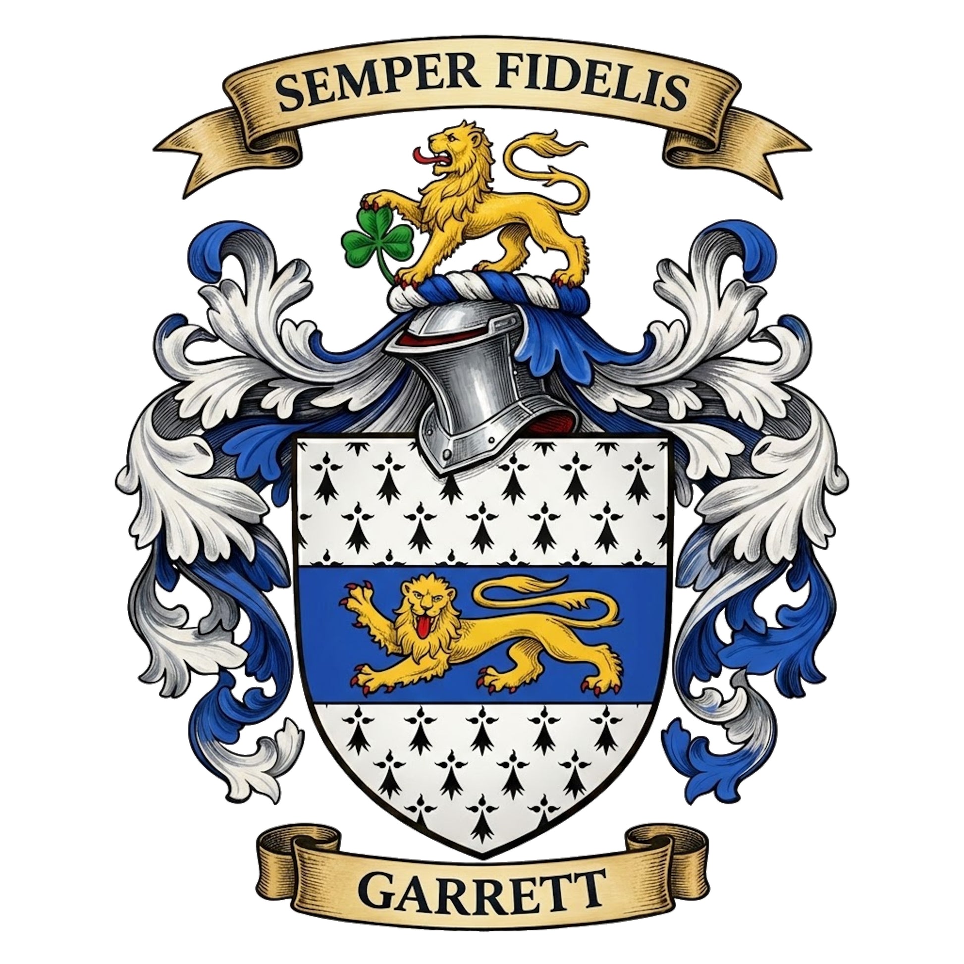 The Garrett Family Coat of Arms digital download: Includes Color PNG, B&W PNG, and SVG vector files