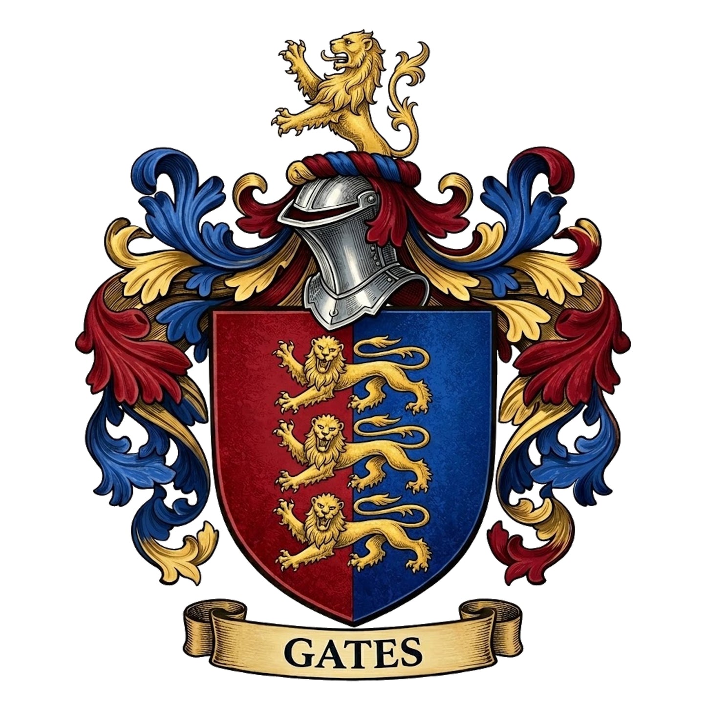 The Gates Family Coat of Arms digital download: Includes Color PNG, B&W PNG, and SVG vector files