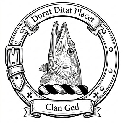 Clan Ged Black and White Crest digital download: Includes Color PNG, B&W PNG, and SVG vector files