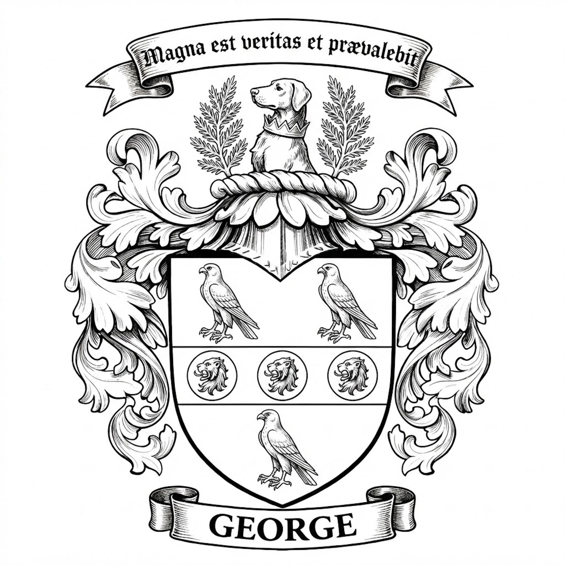 The George Family Coat of Arms digital download: Includes Color PNG, B&W PNG, and SVG vector files