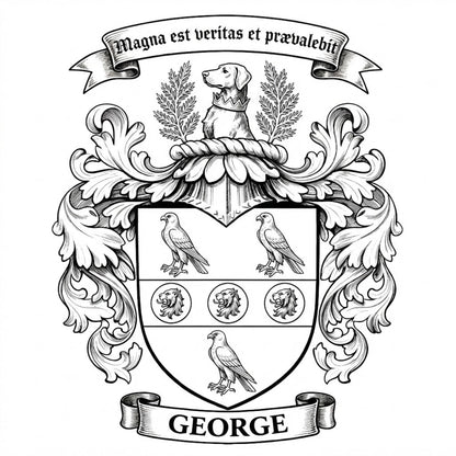 The George Family Coat of Arms digital download: Includes Color PNG, B&W PNG, and SVG vector files