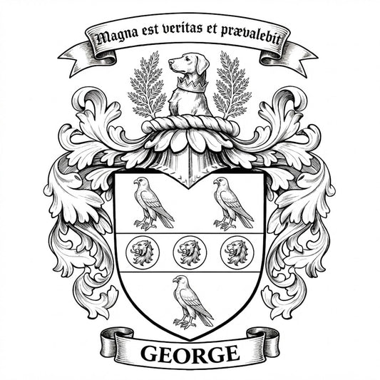 The George Family Coat of Arms digital download: Includes Color PNG, B&W PNG, and SVG vector files