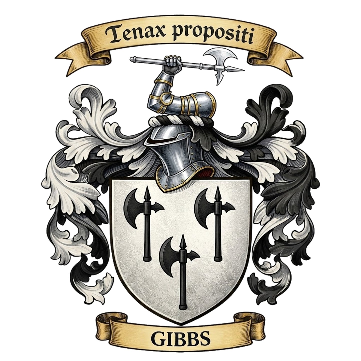 The Gibbs Family Coat of Arms digital download: Includes Color PNG, B&W PNG, and SVG vector files