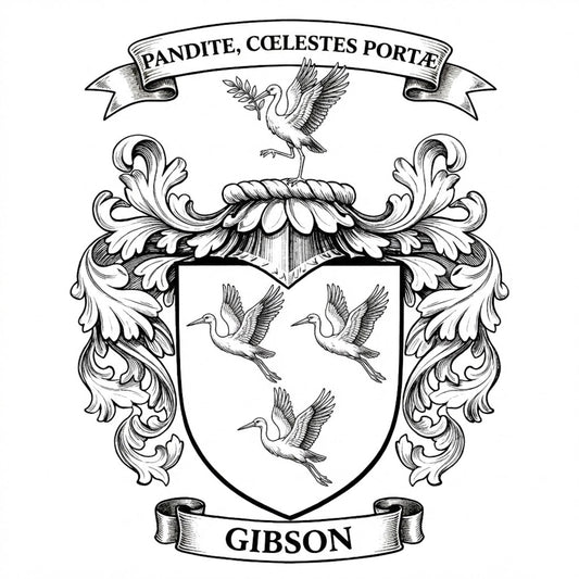 The Gibson Family Coat of Arms digital download: Includes Color PNG, B&W PNG, and SVG vector files