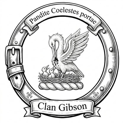 Clan Gibson Black and  White Crest digital download: Includes Color PNG, B&W PNG, and SVG vector file