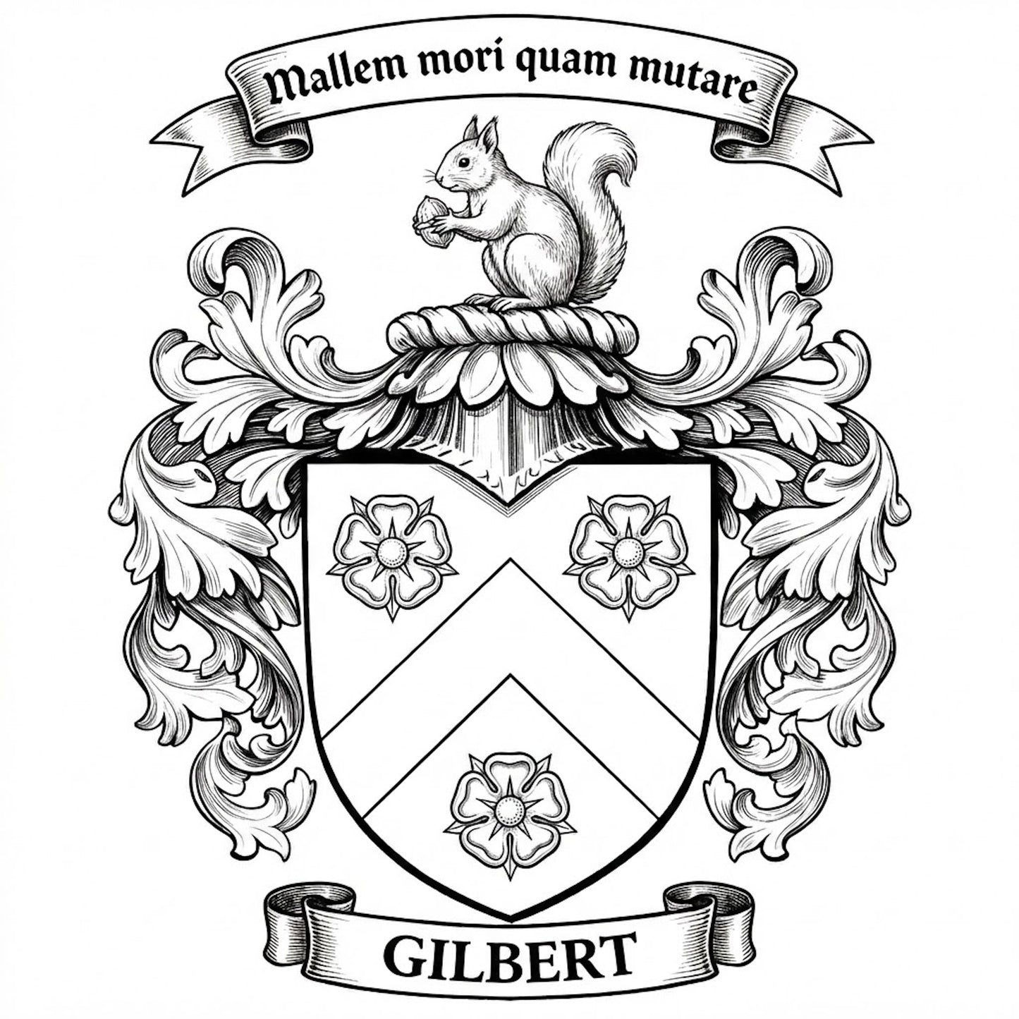 The Gilbert Family Coat of Arms digital download: Includes Color PNG, B&W PNG, and SVG vector files