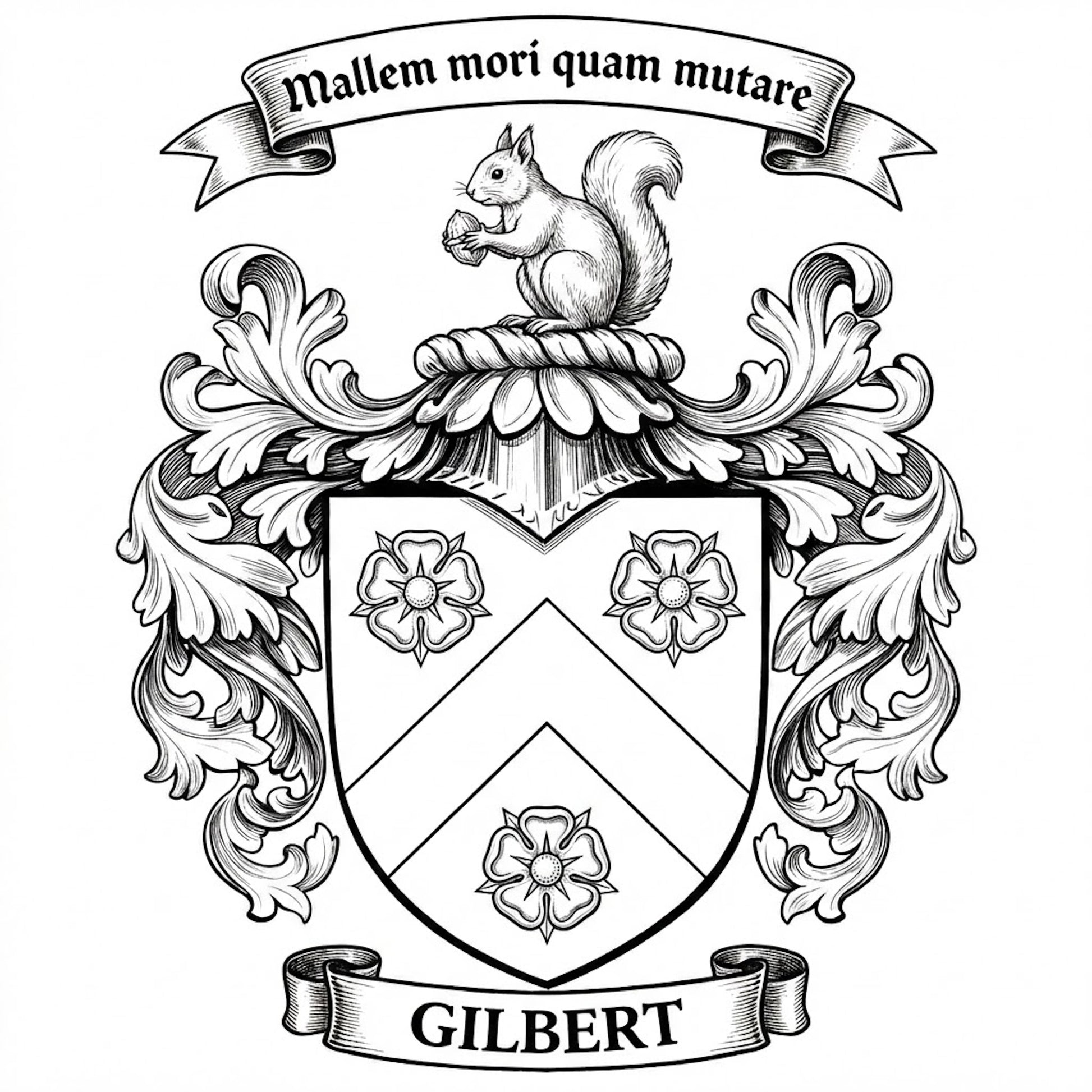 The Gilbert Family Coat of Arms digital download: Includes Color PNG, B&W PNG, and SVG vector files
