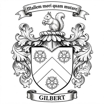 The Gilbert Family Coat of Arms digital download: Includes Color PNG, B&W PNG, and SVG vector files