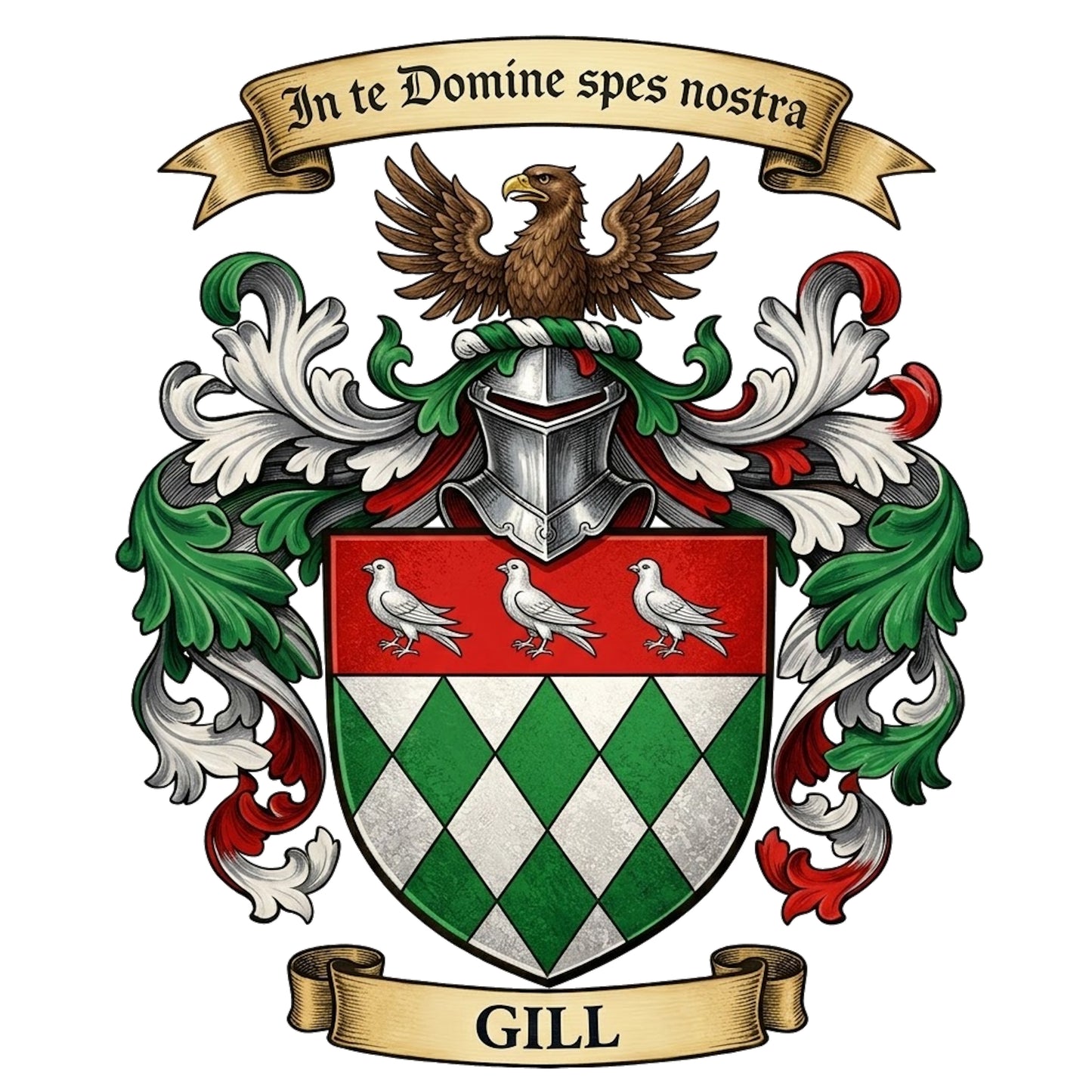 The Gill Family Coat of Arms digital download: Includes Color PNG, B&W PNG, and SVG vector files