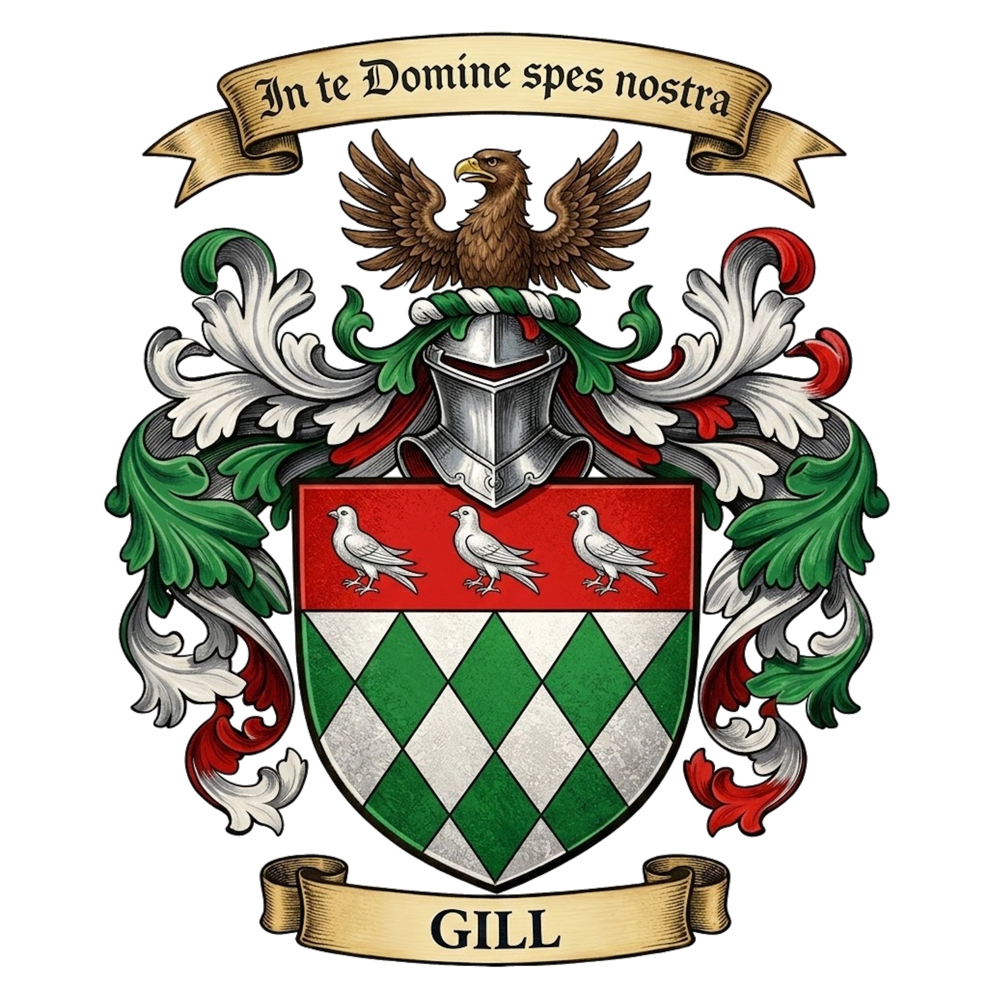The Gill Family Coat of Arms digital download: Includes Color PNG, B&W PNG, and SVG vector files