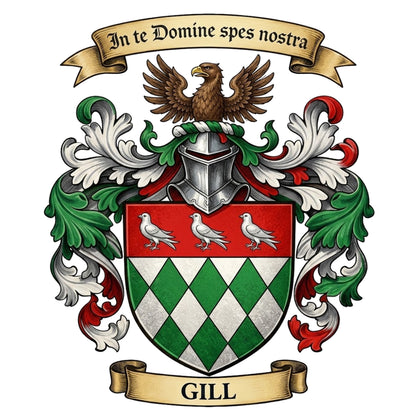 The Gill Family Coat of Arms digital download: Includes Color PNG, B&W PNG, and SVG vector files