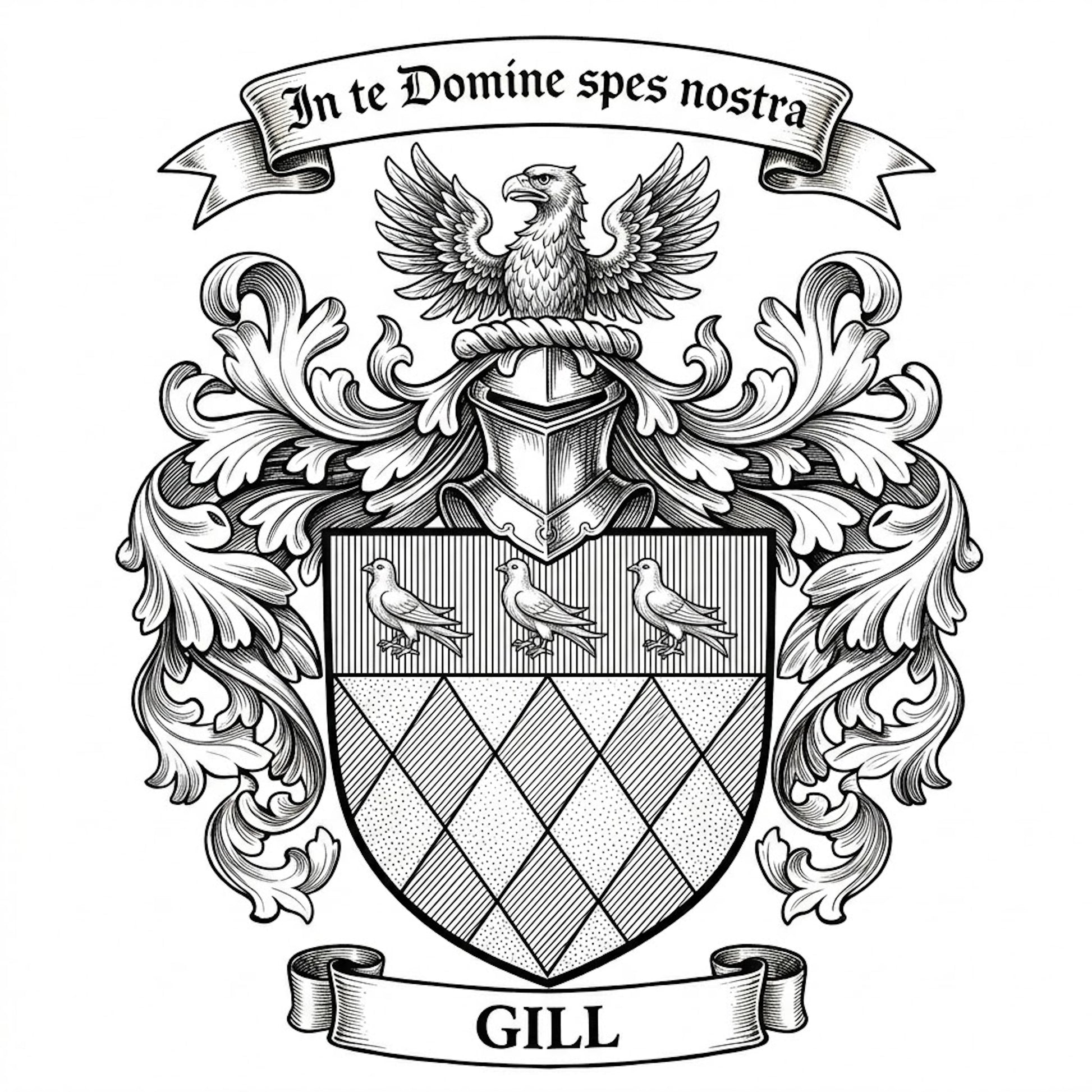 The Gill Family Coat of Arms digital download: Includes Color PNG, B&W PNG, and SVG vector files