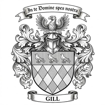 The Gill Family Coat of Arms digital download: Includes Color PNG, B&W PNG, and SVG vector files