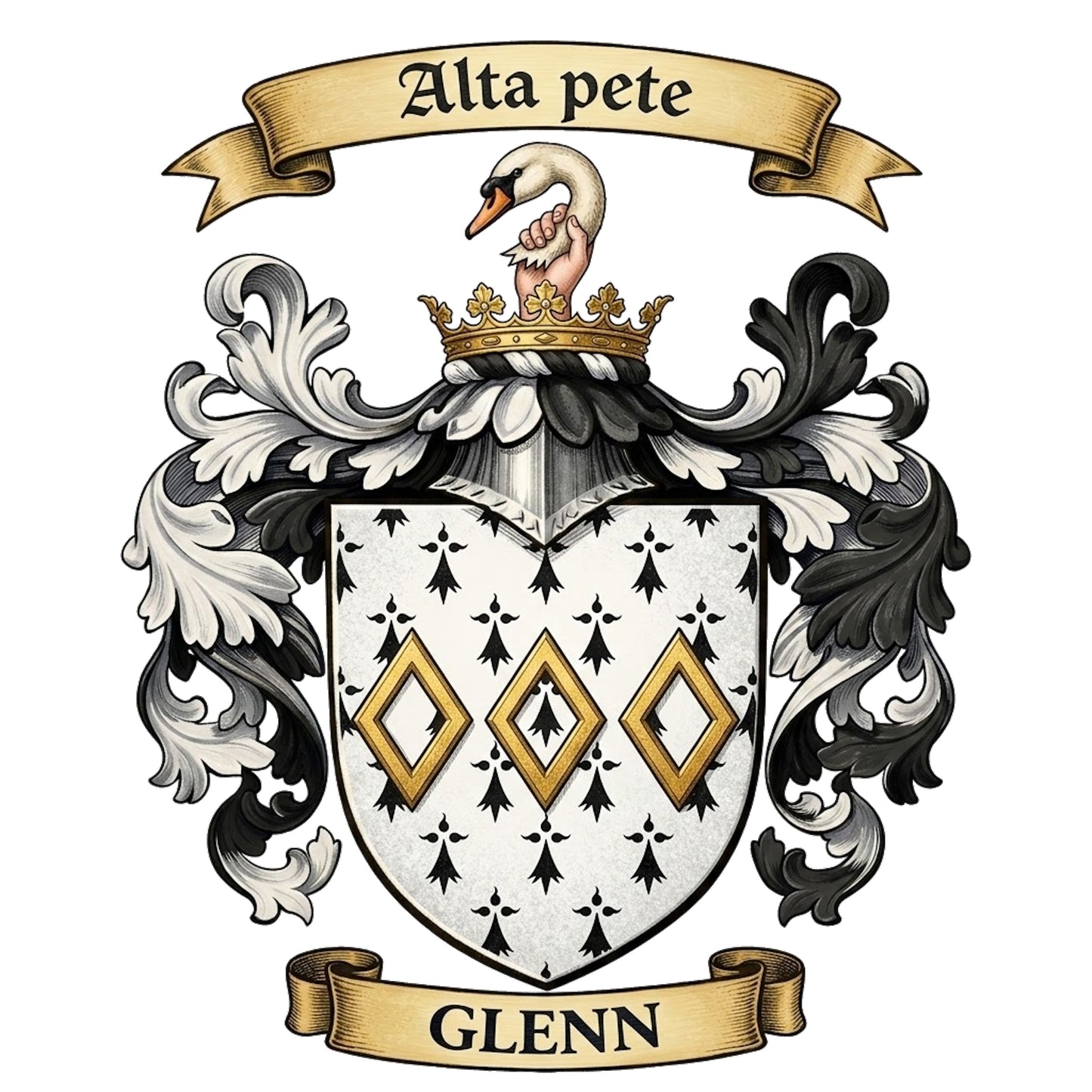 The Glenn Family Coat of Arms digital download: Includes Color PNG, B&W PNG, and SVG vector files