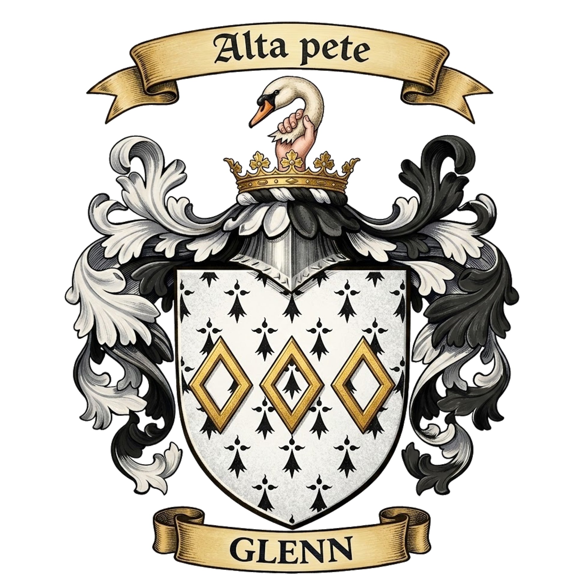 The Glenn Family Coat of Arms digital download: Includes Color PNG, B&W PNG, and SVG vector files