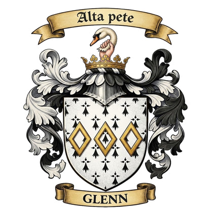 The Glenn Family Coat of Arms digital download: Includes Color PNG, B&W PNG, and SVG vector files