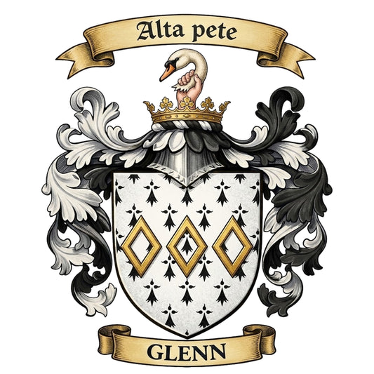 The Glenn Family Coat of Arms digital download: Includes Color PNG, B&W PNG, and SVG vector files