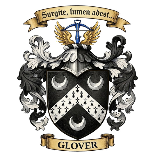 The Glover Family Coat of Arms digital download: Includes Color PNG, B&W PNG, and SVG vector files