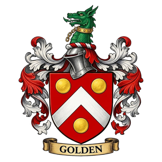 The Golden Family Coat of Arms digital download: Includes Color PNG, B&W PNG, and SVG vector files