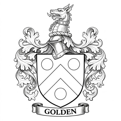 The Golden Family Coat of Arms digital download: Includes Color PNG, B&W PNG, and SVG vector files