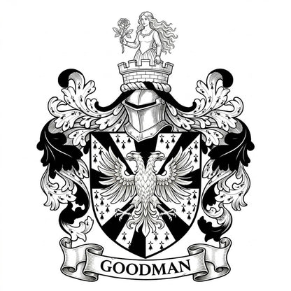 The Goodman Family Coat of Arms digital download: Includes Color PNG, B&W PNG, and SVG vector files