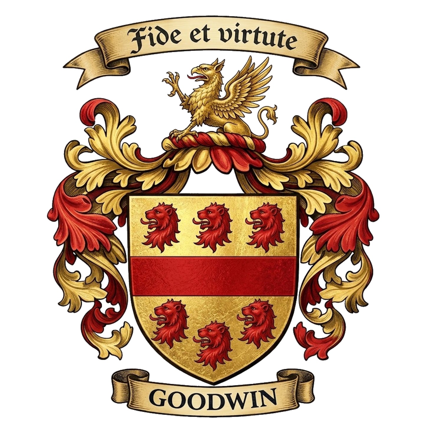 The Goodwin Family Coat of Arms digital download: Includes Color PNG, B&W PNG, and SVG vector files