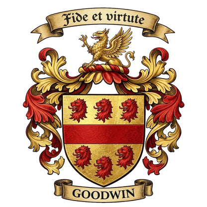 The Goodwin Family Coat of Arms digital download: Includes Color PNG, B&W PNG, and SVG vector files
