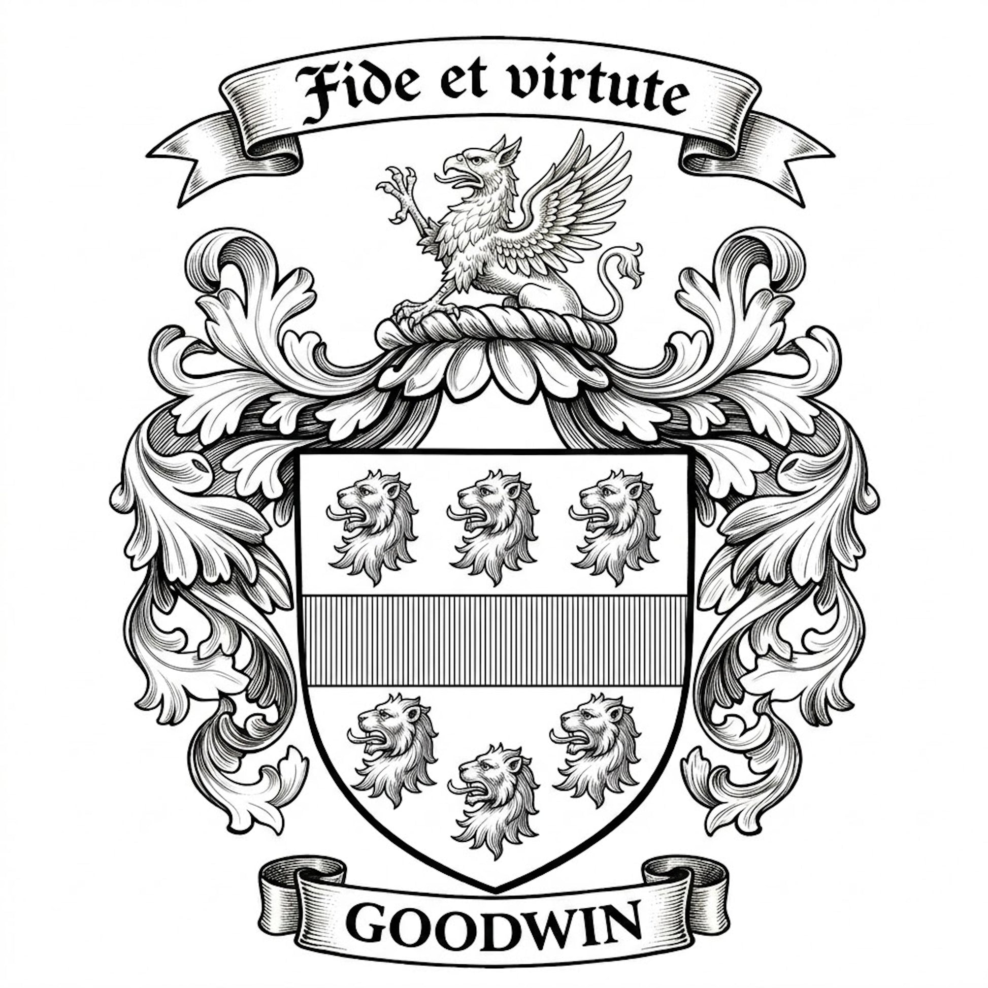 The Goodwin Family Coat of Arms digital download: Includes Color PNG, B&W PNG, and SVG vector files