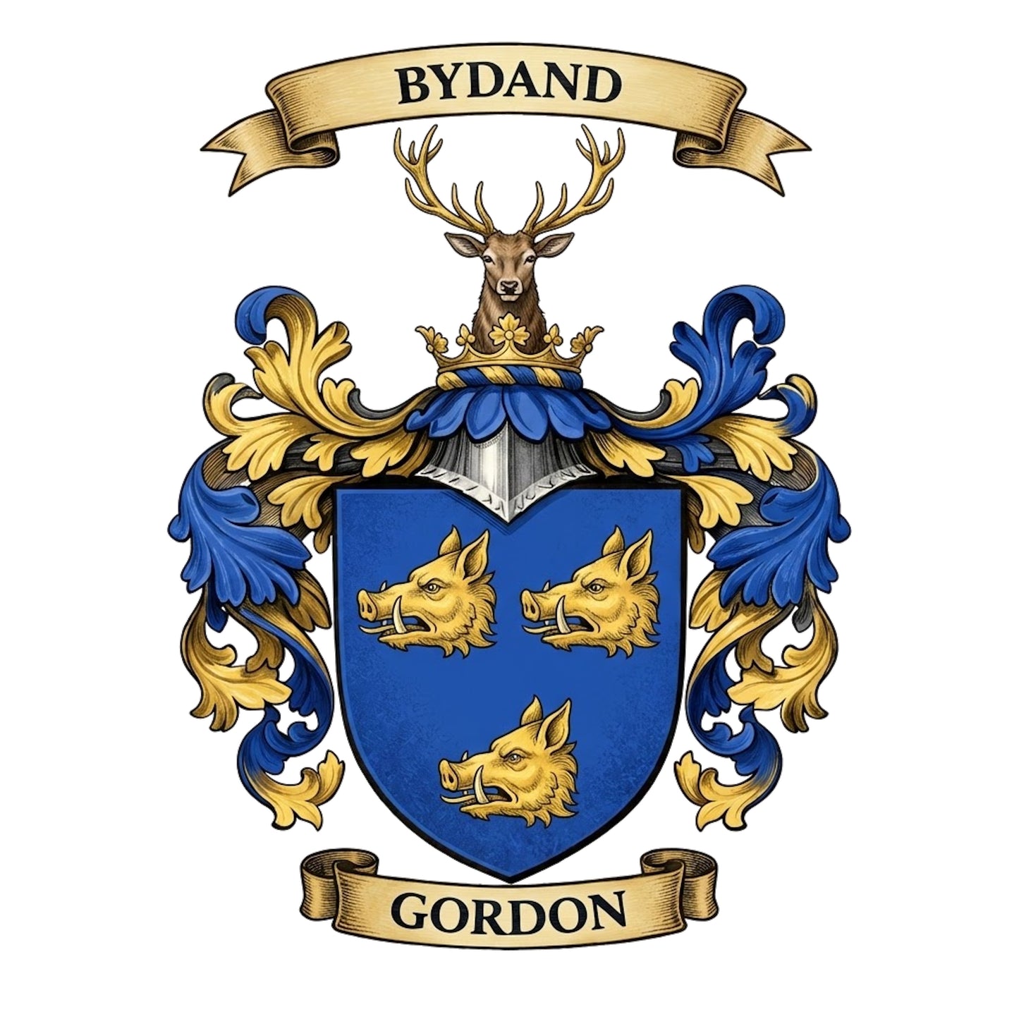 The Gordon Family Coat of Arms digital download: Includes Color PNG, B&W PNG, and SVG vector files