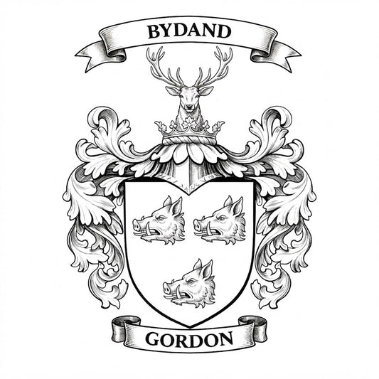 The Gordon Family Coat of Arms digital download: Includes Color PNG, B&W PNG, and SVG vector files