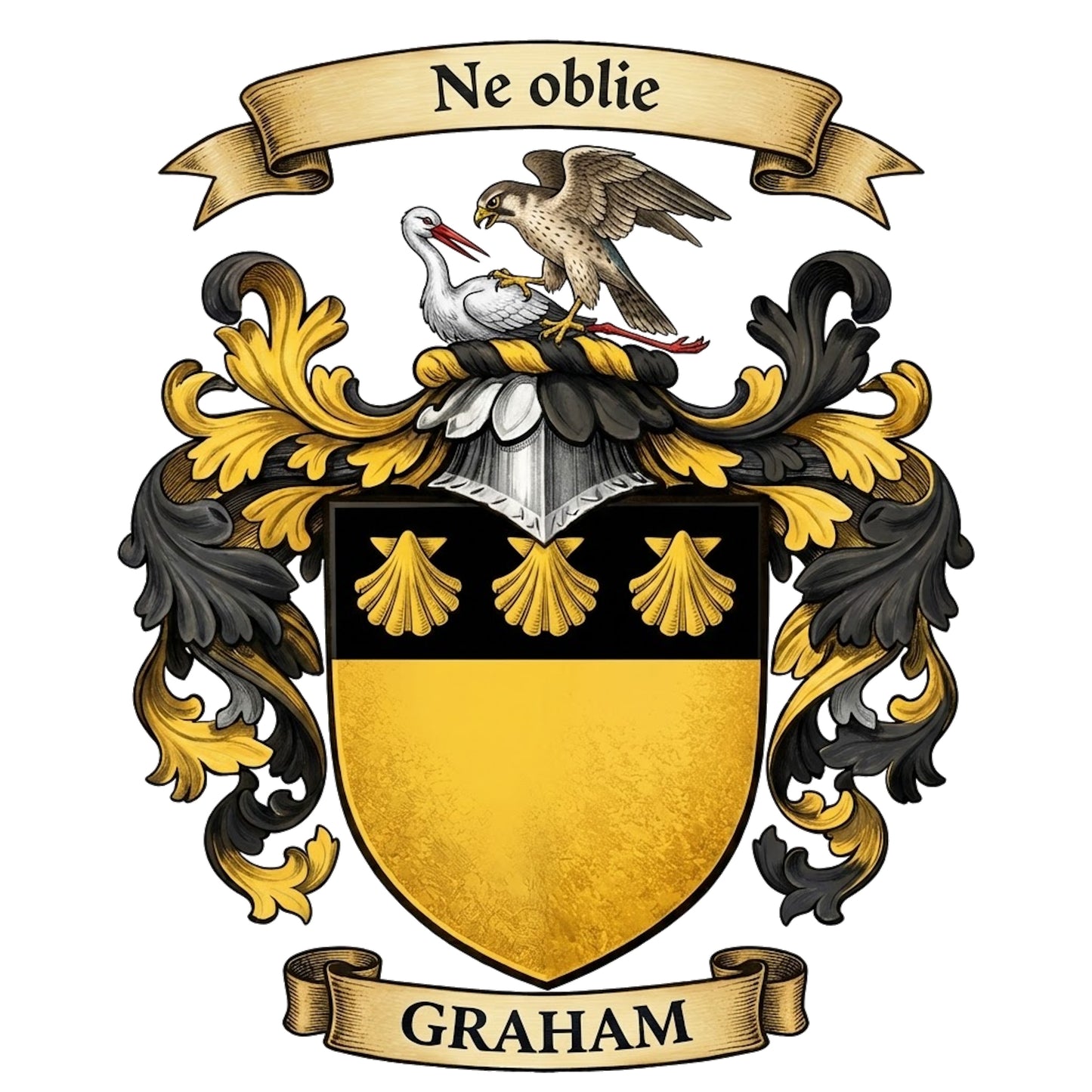 The Graham Family Coat of Arms digital download: Includes Color PNG, B&W PNG, and SVG vector files
