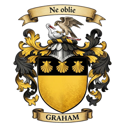 The Graham Family Coat of Arms digital download: Includes Color PNG, B&W PNG, and SVG vector files