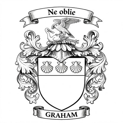 The Graham Family Coat of Arms digital download: Includes Color PNG, B&W PNG, and SVG vector files