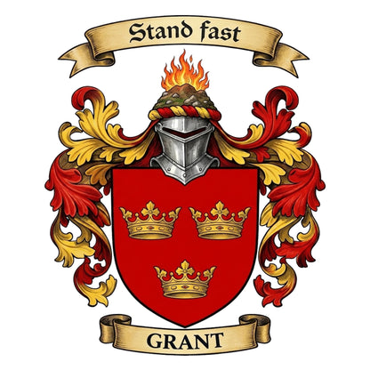 The Grant Family Coat of Arms digital download: Includes Color PNG, B&W PNG, and SVG vector files