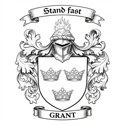 The Grant Family Coat of Arms digital download: Includes Color PNG, B&W PNG, and SVG vector files