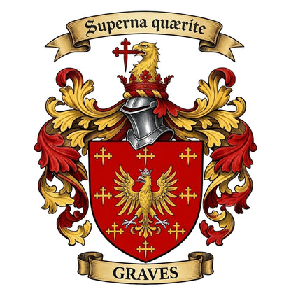 The Graves Family Coat of Arms digital download: Includes Color PNG, B&W PNG, and SVG vector files