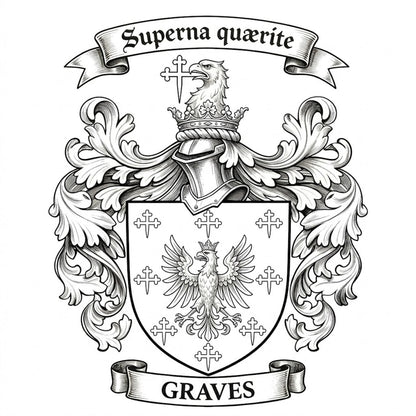 The Graves Family Coat of Arms digital download: Includes Color PNG, B&W PNG, and SVG vector files