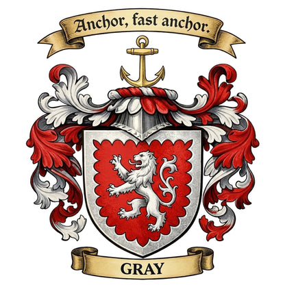 The Gray Family Coat of Arms digital download: Includes Color PNG, B&W PNG, and SVG vector files