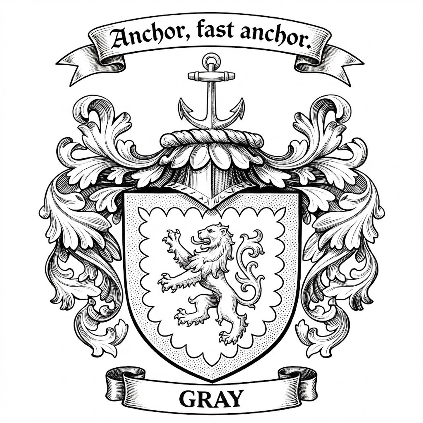 The Gray Family Coat of Arms digital download: Includes Color PNG, B&W PNG, and SVG vector files