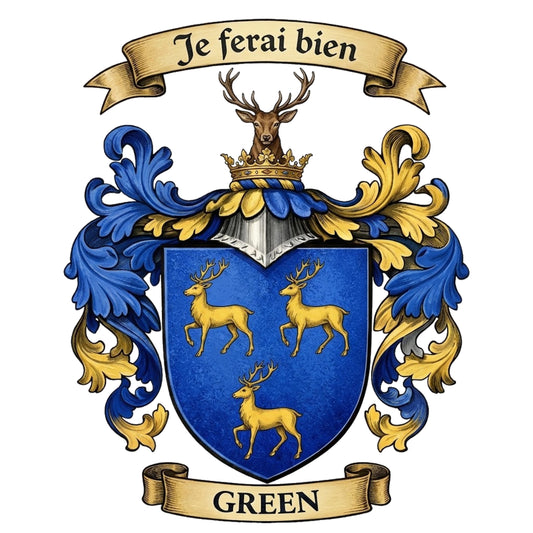 The Green Family Coat of Arms digital download: Includes Color PNG, B&W PNG, and SVG vector files