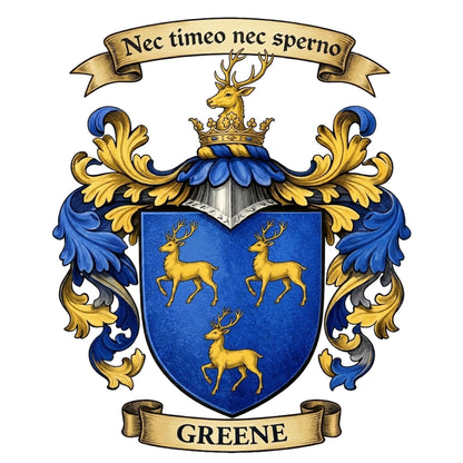 The Greene Family Coat of Arms digital download: Includes Color PNG, B&W PNG, and SVG vector files