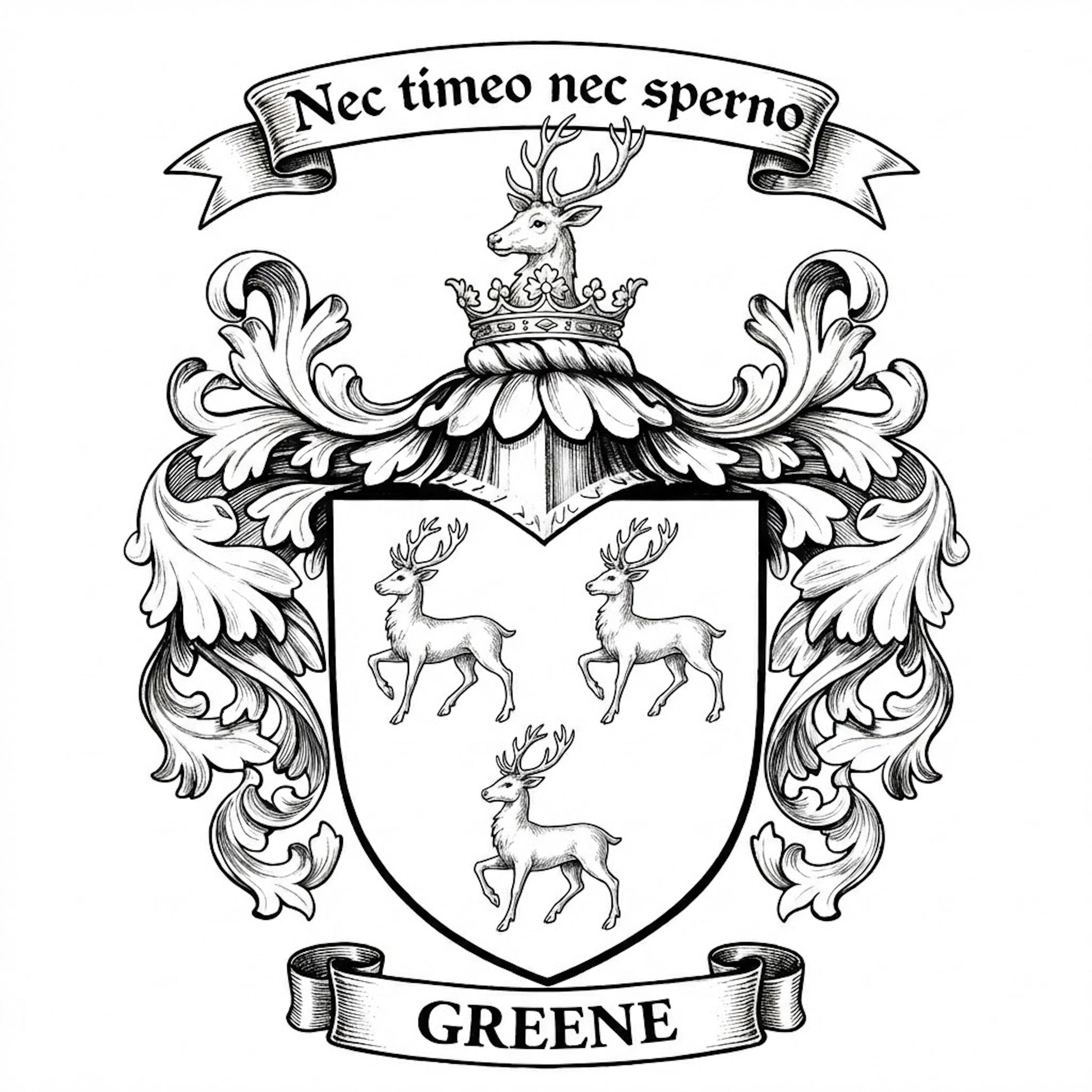 The Greene Family Coat of Arms digital download: Includes Color PNG, B&W PNG, and SVG vector files