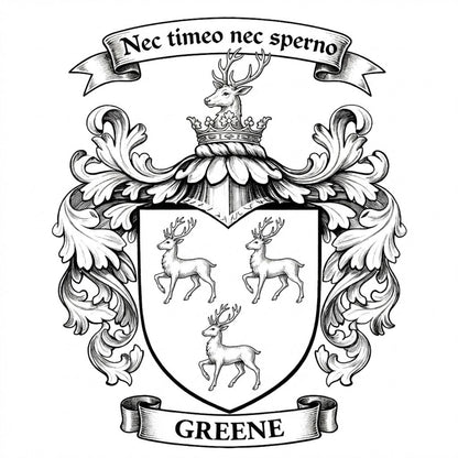 The Greene Family Coat of Arms digital download: Includes Color PNG, B&W PNG, and SVG vector files