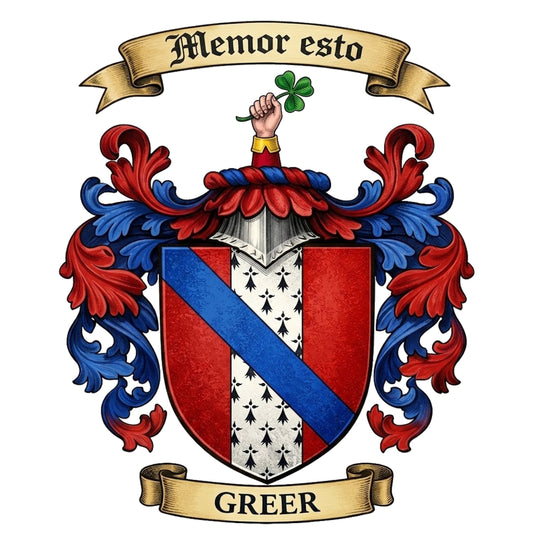 The Greer Family Coat of Arms digital download: Includes Color PNG, B&W PNG, and SVG vector files