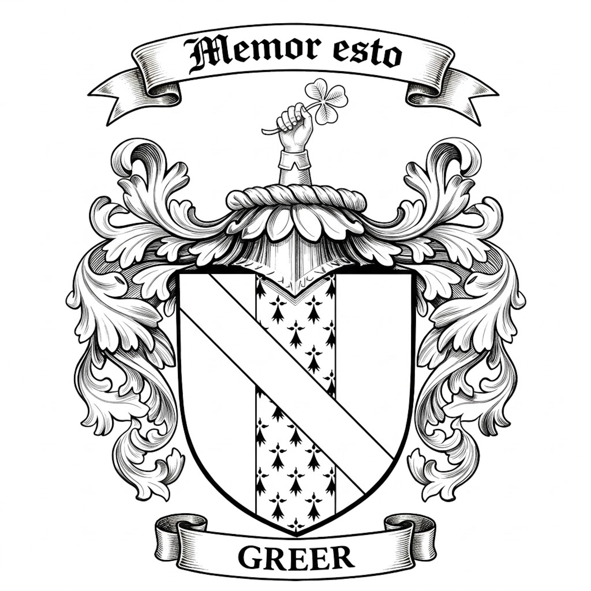 The Greer Family Coat of Arms digital download: Includes Color PNG, B&W PNG, and SVG vector files