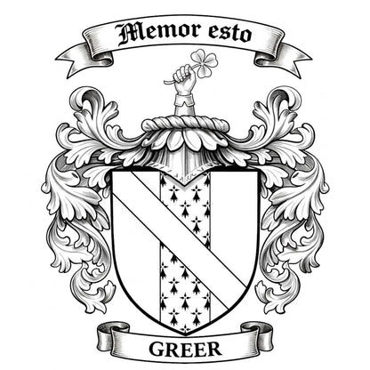 The Greer Family Coat of Arms digital download: Includes Color PNG, B&W PNG, and SVG vector files