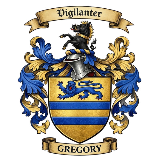 The Gregory Family Coat of Arms digital download: Includes Color PNG, B&W PNG, and SVG vector files