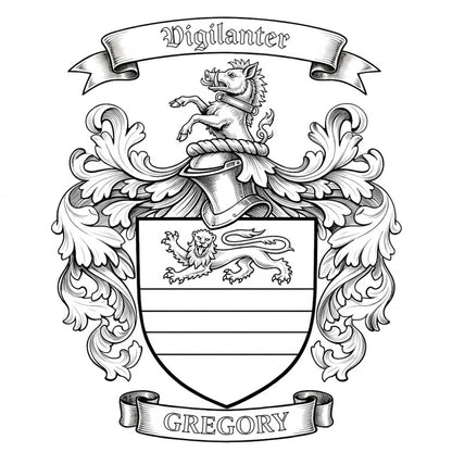 The Gregory Family Coat of Arms digital download: Includes Color PNG, B&W PNG, and SVG vector files